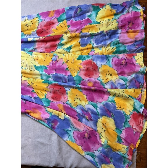 Carole Little Maxi Dress Pastel Watercolor Tie 80s 90s Vtg Fairycore Coquette - Picture 5 of 7